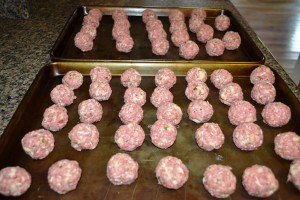 A double batch of Mike's Meatballs ready for the oven.