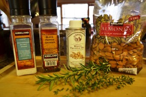 Ingredients for White Truffle Oil Fried Almonds with Herbs