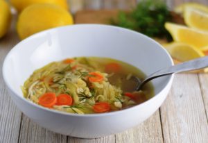 Chicken, Leek & Orzo Soup with Lemon